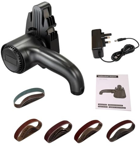 M3 Electric Knife Sharpener with Whetstone & Tungsten Steel - Professional Multifunctional Machine for Knives/Scissors Sharpening, Kitchen Tools (UK Plug)