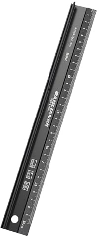 30CM Metal Ruler for Cutting, Raised Grip Aluminium Cutting Ruler Metal Craft Safety Ruler Multifunctional Protective for Length Measurement(Black)