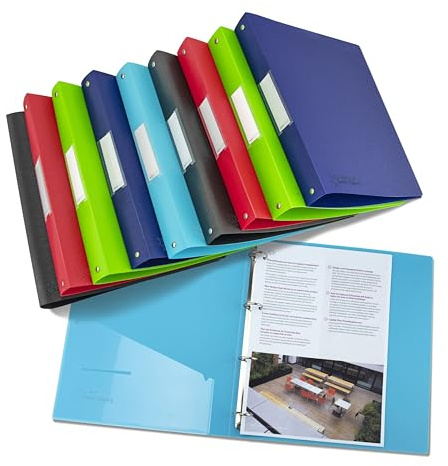 Rapesco 1814 4-Fach „O“-Ring Ringbuch, 35mm Rücken, A4, Sortierte Farben, 10 Stück