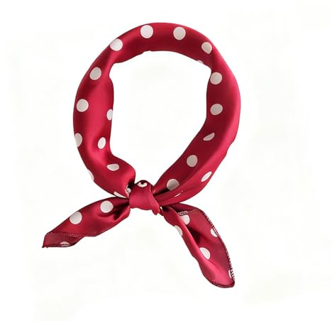 Vintage Red Polka Dot Neck Scarf, Square Hair Scarf Bandana for Women | Silk-Feel Chiffon Satin, Suitable for Weddings Valentine's and Casual Wear, Head Scarf Styling