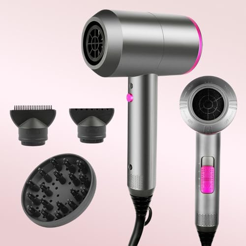 CASAMAA Secador Pelo Ionico, Secadores de Pelo iones Profesional Hair Dryer Motor AC Motor Rápido, 3 Temperaturas, 2 Velocidades, Difusor y Concentrador (Gris Perla)