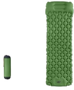 Materasso ad aria da campeggio doppio con cuscino, materassino gonfiabile per esterni, impermeabile e portatile (verde, per una persona)
