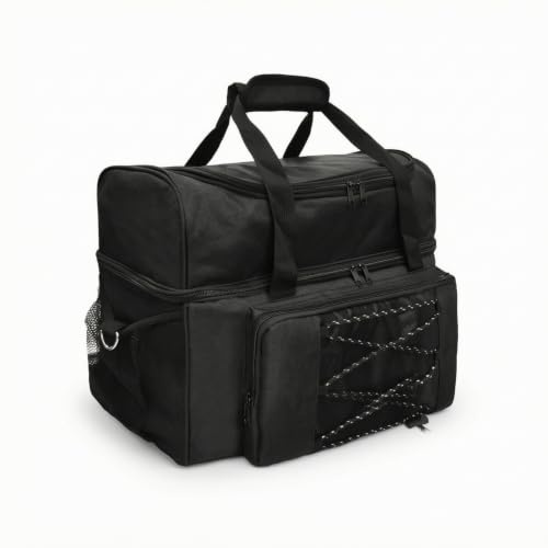 kowaku Sac Bowling avec Compartiment à Chaussures Ajustable Sac Bowling Rembourré pour Entraînement, Compétition, Array, Noir, Deux Boules
