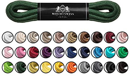 Mount Swiss Luxury Schuhbänder I Wasserabweisende und reißfeste Schnürsenkel rund ø 2-3 mm aus feiner Baumwolle/gewachst Farbe: Dark.Green, Länge: 100 cm