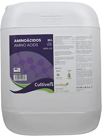 CULTIVERS Force-Amin Eco miljövänlig biologisk stimulator med fria aminosyror för att öka produktiviteten. Lämplig för alla typer av växter. 20 L