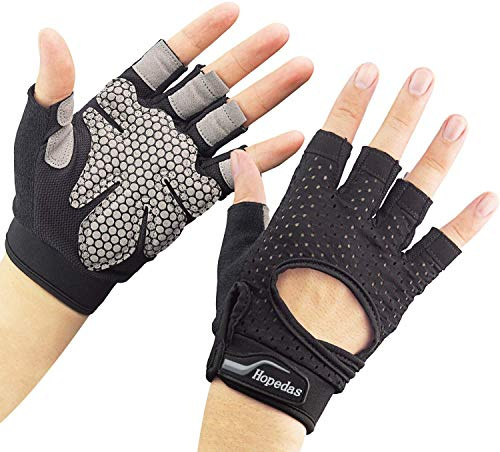 Hopedas Gants Musculation Homme et Femme，Gants de Gym， Fitness, Sport，Halterophilie,Cyclisme,Exercice Entraînements，Noir