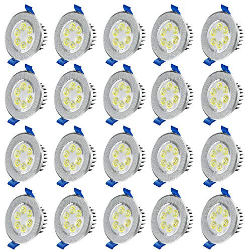 UISEBRT 20X 3W LED Einbaustrahler Schwenkbar 230V 270lm Kaltweiß - LED Einbauleuchte Spot Deckenstrahler (20 X 3W, Kaltweiß)