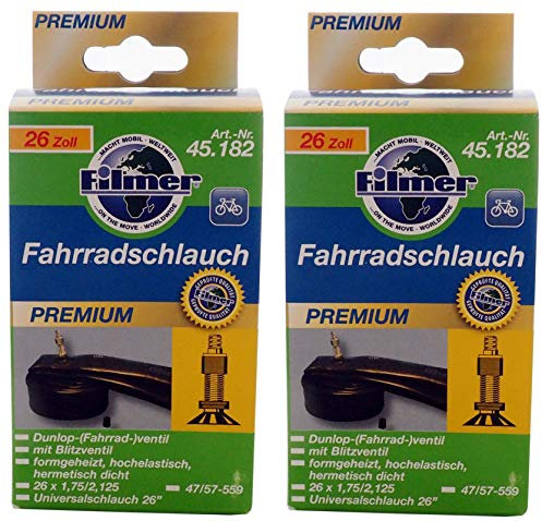 4X Fahrradschlauch Premium 26 Zoll Dunlop-Ventil ERTRO: 47/57-559 26x1,75/2,125