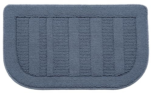 BEQHAUSE 30x18 Inch Kitchen Rug Mat Durable Kitchen Rugs Non-Slip Washable Absorbent Kitchen Mats for Floor Dirt-Resistant Semicircular Kitchen Mat (Blue)