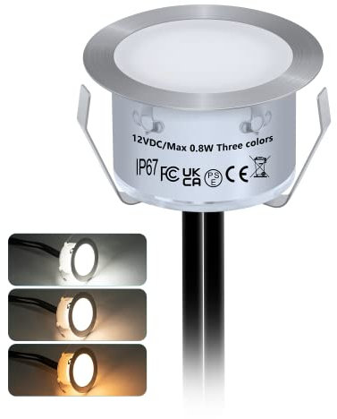 HIBOITEC 1 Pack Led Decking Lights - 0.8W LED Deck Lights Ø42MM, Warm White Deck Lighting Waterproof IP67, 12V Low Voltage Plinth Light for Terrace/Patio/Path/Wall/Garden/Decoration