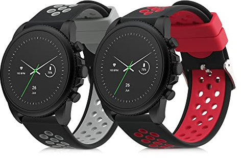 kwmobile Pulsera compatible con Fossil Gen 6 Men's Smartwatch correa - 2x Correas de silicona flexible - Tamaño ajustable