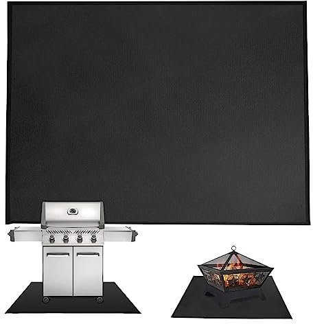 Grillmatte Bodenschutz | 100 x 120 cm Grillmatte für Gasgrill Bodenschutz | Grillteppich Bodenschutzmatte Feuerfeste Anti-fettig Feuerstellenmatte Outdoor BBQ Matte für Gasgrill Holzkohlegrill
