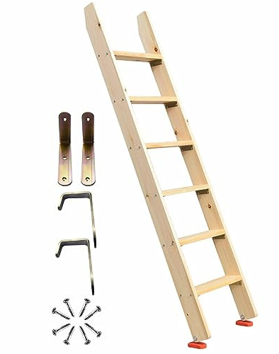 EsEntL Échelle de lit superposé avec marches de 3,9 de Large, Supports de Crochets et Coussinets de Pied en Caoutchouc, échelle de Remplacement légère, échelle de lit Mezzanine Double en Bois pour