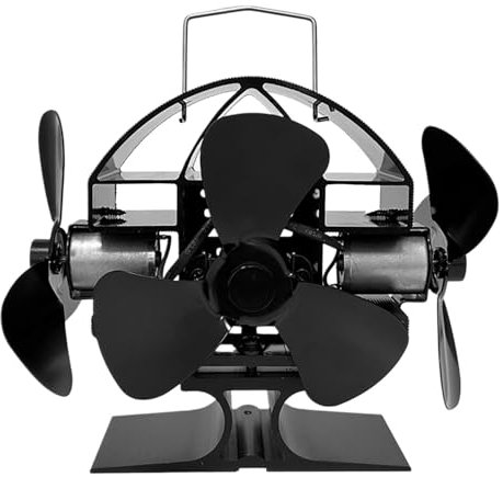 - Vedkamin fläkt, icke-elektrisk värmecirkulationsventilator, termiskt driven ugnsfläkt med luftblåsvinkel 270°, extremt tyst ugnsfläkt, ugnsvärmeventil