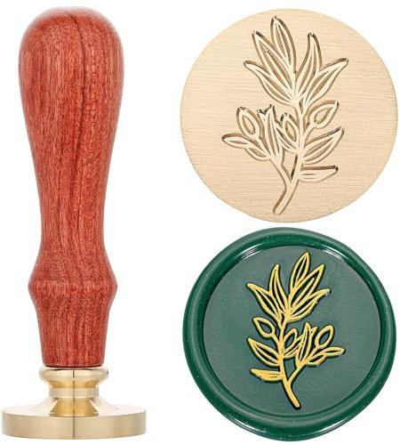 Filhome Siegelstempel Pflanzen Wachs Siegelstempel Floral Wachsstempel mit Messingköpfen für Hochzeit Geschenkverpackung Einladungen (Olivenblätter)