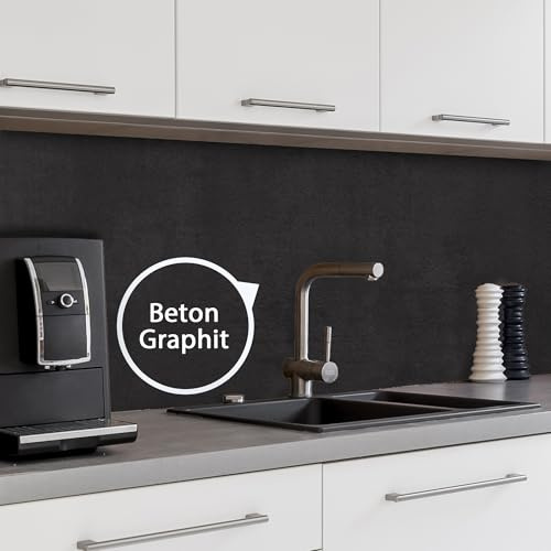 WALLando Premium Küchenrückwand, individueller Größenzuschnitt – Einfach zu montierende PVC-Wandverkleidung für die Küche – Hitzebeständiger Spritzschutz aus Kunststoffplatten – Beton Graphit