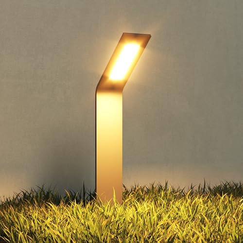 maimai Lampione da Giardino 3000K, Luminoso da Giardino IP65 Paletti Esterni Led 12.8X9.8x40.8cm in Alluminio per Giardini, Parchi, Aree Residenziali e Ingressi Pfadfinder, Sabbia grigio scuro
