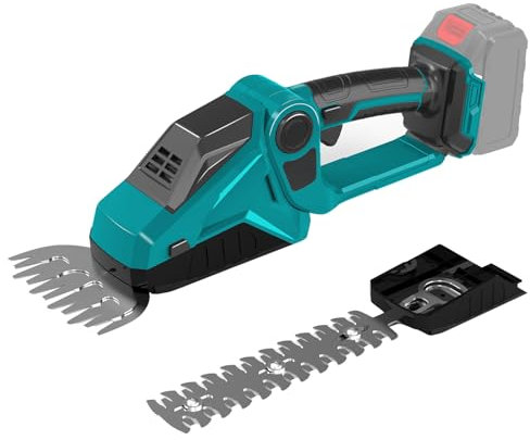 Heckenschere kabellos kompatibel mit Makita 18v Akku, 2 in 1 elektrische Handheckenschere, Grasschere, Strauchschere & Buschschere Akku betrieben für Garten, Rasen Blue (ohne Akku)