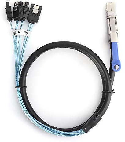 FLEXMAN Mini SAS Kabel, SFF 8644 Till 4 X SATA Kabelför Extern Server, Hårddisk, Förlängningskabel Stöder 3 Gbps X 4 Lane Fyra Kanalerför Dataöverföring