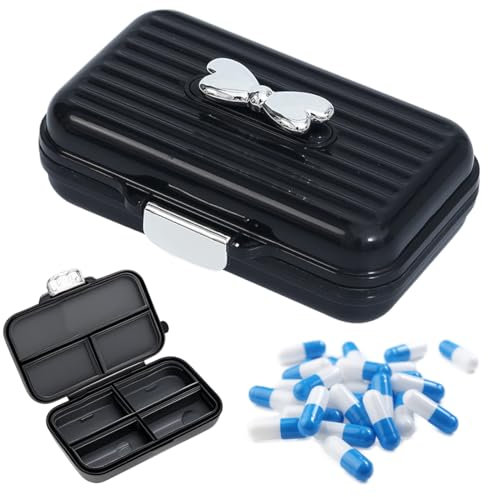 ZEPIQOR 1 Pcs pastillero, pastillero semanal 1 toma, Pastillero de viaje pill organizer viaje, organizador de pastillas de viaje, pastillero caja pequeño Para viajes y uso diario（negro）