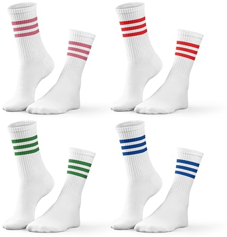 SockTailor Calze Corte con Righe Colorate, Calzini Uomo e Donna, Crew Socks bianche unisex, Calze Uomo in Cotone traspirante perfette per sport, casual e streetwear, anche in versione Pride