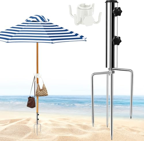 Shyllin Sonnenschirmständer mit Rasendorn, Erdspieß Sonnenschirm mit 4 Heringen, Schirmständer Strandschirm, Sonnenschirmhalter Strand, Rasendorn für Sonnenschirm, Sonnenschirmständer Rasendorns