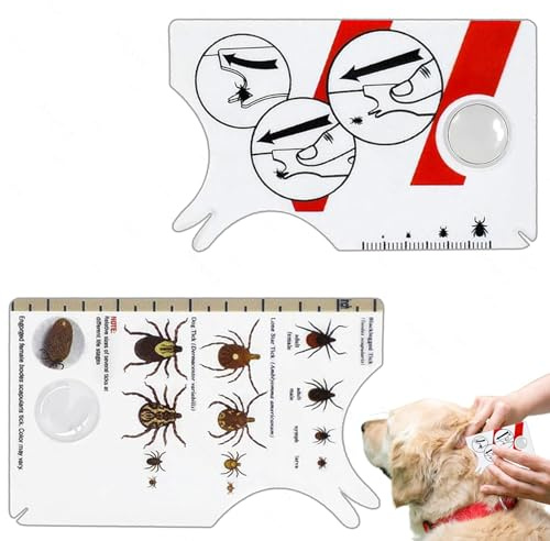 Avigers 4 tarjetas de garrapatas con lupa para humanos, niños, perros y gatos, tarjeta de garrapatas para personas al aire libre, camping y mascotas, tarjeta de tick para eliminar suavemente las