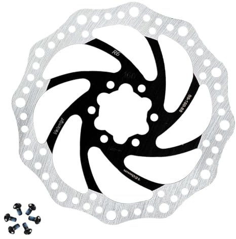 Velxnigt Disque de frein pour vélo 140 mm,avec 6 boulons de fixation, installation facile, convient aux vélos de route, VTT, BMX(R6 Noir）