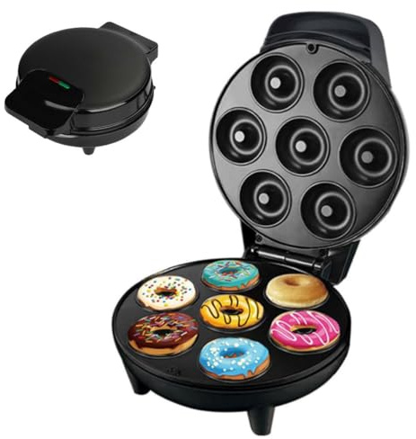 YIGECHENXIN 110V, Máquina para Hacer Donuts y Waffles de 1000W, máquina de repostería para 7 Ranuras, Ideal para el Desayuno, Aperitivos, postres y más