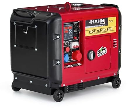 Hahn & Sohn HDE 9300SS3 - Generatore di corrente diesel – 9,3 kVA max. potenza | E-Start, AVR, generatore di corrente per cantieri, casa, giardino, 70 dB – unità di emergenza, generatore diesel, 230 V