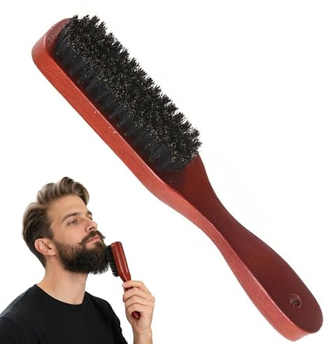 Touosy Spazzola Setole Cinghiale Spazzola Barba Uomo Pettine Barba Regali Uomo per Capelli Lisci Spazzolo la Cura di Baffi Spessa Grossolana e Riccia Cura e Styling Quotidiana