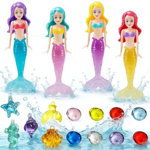 CDLIZW 20 Pezzi Giocattoli da Immersione,Giochi da Immersione Sott'Acqua,Gemme per Immersione,Giochi Piscina Sirena,per Piscina,Piscina e Vasca da Bagno,Divertimento in Famiglia e Giochi di Gruppo