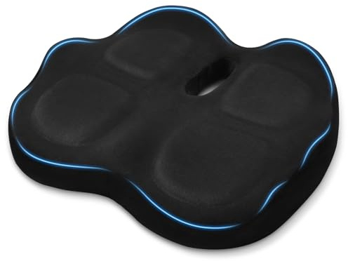 Retazly Cojín Coxis Ortopédico de Espuma Viscoelástica, Cojín Silla Oficina Ergonómico con Funda Lavable y Transpirable, Base Antideslizante, Alivio del Dolor Cojin Asiento, Negro