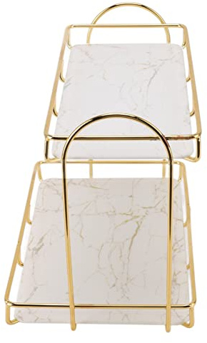 Estante de Almacenamiento de Cosméticos de Metal Dorado de Gran Capacidad de 2 Niveles para Baño, Cocina, Dormitorio, Fácil de Instalar, Multiusos para Artículos de Tocador, Productos para