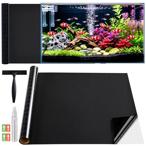 Lifetree Black Fish Tank Background, Static Cling Blackout, 44.5x200cm