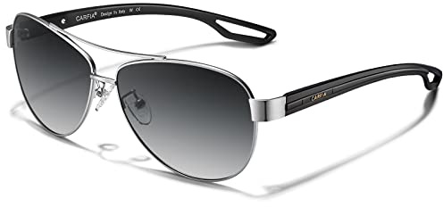 Carfia Classique Lunettes de Soleil Femme Homme Cat.3 Polarisées Pilote Protection UV400 pour Pêcher Voyager Conduire