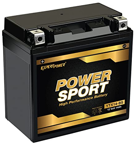 ExpertPower YTX14-BS ATV Battery - 220 CCA AGM Motorcycle Battery 12V 14Ah 10Hr ETX14-BS, UTV, Scooter, Snowmobile, 4 Wheeler Powersports Batteries, Fourtrax 300, Rancher 420, Pioneer 500-700-1000