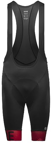 GOREWEAR C5 Salopette corta con fondello da ciclismo per uomo, L, Nero/Rosso