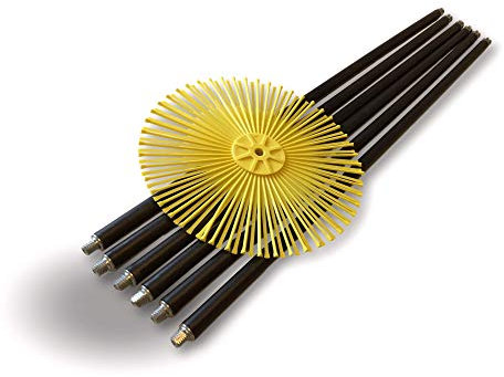 Kit de ramonage extra-plat Ø 250 mm | Longueur 4,80 m en 6 cannes de 78 cm | Brosse hérisson synthétique pour conduits gainés | Cheminées, poêles, chaudières, canalisations | Kibros 3KITEP256b