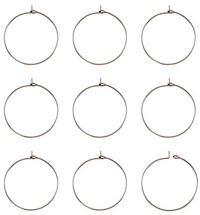 Cheriswelry 100 st 30 mm vinglas berlockringar ring örhängen fynd pärlring för örhänge smyckestillverkning, rostfritt stål färg