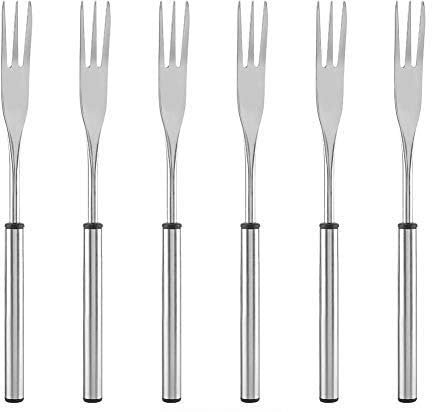 HERCHR 6 Pièces Fourchettes à Fondue en Acier Inoxydable, Bâtonnets à Rôtir Guimauve, Poignée Résistante à la Chaleur, Fourchettes à Fromage pour Fruits, Chocolat, Fondue, Rôtis