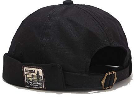 Brimless Adjustable Docker Hat Beanie Black