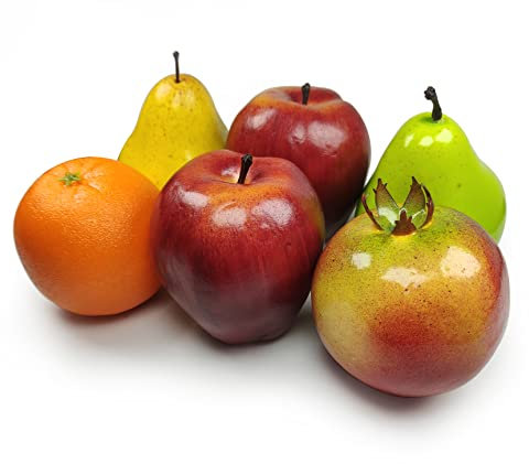 Künstliche Obstpackung,Gefälschte Früchte für Wohnkultur,Simulations-Obst-Set,Faux-Obst-Set für Party-Weihnachtsdekoration,Obst-Modell für Fotoshooting,Gefälschter Granatapfel,Mixture Fruits6Pcs/Set