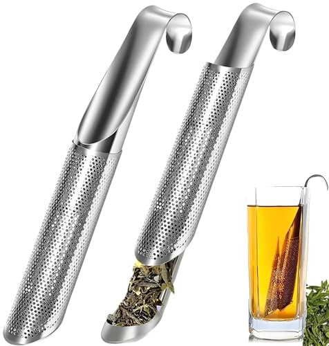 2 Colino da Tè in Acciaio Inox, Infusore per Tisane,Riutilizzabile Filtro da tè per Sfuso, a Maglia Fine, Inossidabile Filtro The Infusione con Gancio per Tè