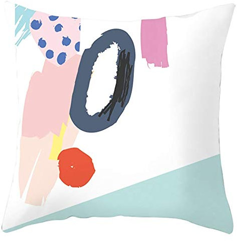 Leinen Kissenbezüge Couchkissen Kissenhülle Anthrazit Weiß Blau Rosa Kissenbezüge Couch Kissenhülle Pad Ovales Graffiti-Punktmuster Kissenbezüge Sofa Dekor 50x50 cm