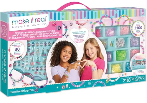 Make It Real: Best Day Ever! Deluxe Jewelry Studio – 2183 Teile – Bastelset, Design & Herstellung über 30 Brustbänder, Perlen und Charms, Mädchen und Kinder ab 8 Jahren
