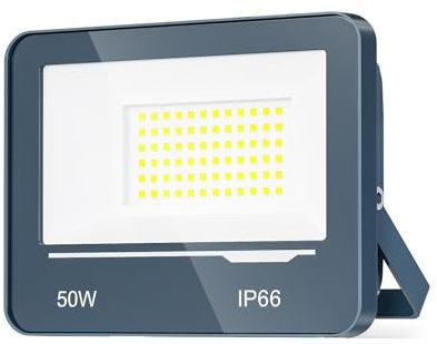 TOPAUBUB Faretto Fari Faro a LED da Esterno 50W 5000LM - IP66 Impermeabile 6500K Luce Fredda Faretto LED Esterno per Giardino, Patio, Terrazza, Garage(1 Pezzi)
