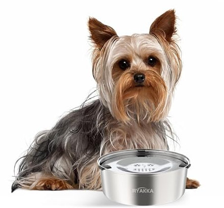 RYAKKA 1L Wassernapf Hund Ohne Sabbern Edelstahl Reisenäpfe No Spill Drinking Bowl, Leak-Proof Slow Feeder Hundenäpfe für kleine und mittel Hunde und Katzen