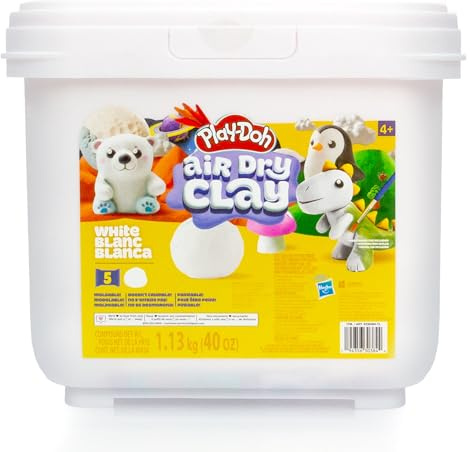 Play-Doh Air Dry Clay Bucket, 2.5 lb. of Paintable White Modeling Clay, Arts & Crafts Gift, Craft Supplies, Sculpting and Molding Clay for Kids