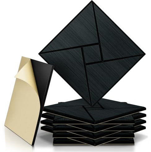 JAMELO Soundproofing Panels Wood Veneer 10 Packs | 30 * 30 * 1.2cm Acoustic Panels Self-Adhesive 3D Wall Panels For Ceiling/Door/Wall Decoration Wall Covering Oak Black